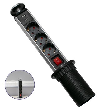 GLOBOSTAR® POWERFOLD 79630 Χωνευτό Πτυσσόμενο Πολύπριζο 5 Θέσεων με 2 x Πρίζες DC 5V USB 3.0 & 3 x EU Schuko Πρίζες Ασφαλείας Childproof AC 220-240V 3000W/13A Max Load με Διακόπτη On/Off IP20 - Μαύρο & Γκρι - Μ8 x Π8 x Υ33cm GLOBOSTAR® POWERFOLD 79630 Χωνευτό Πτυσσόμενο Πολύπριζο 5 Θέσεων με 2 x Πρίζες DC 5V USB 3.0 & 3 x EU Schuko Πρίζες Ασφαλείας Childproof AC 220-240V 3000W/13A Max Load με Διακόπτη On/Off IP20 - Μαύρο & Γκρι - Μ8 x Π8 x Υ33cm