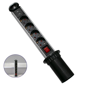 GloboStar® 79631 Χωνευτό Πτυσσόμενο Πολύμπριζο με 4 Πρίζες Ασφαλείας EU Σούκο AC 230V Max 4000W & 2 Εξόδους USB DC 5V Max 3A 18W & Ενσωματωμένο Διακόπτη Οn/Off GloboStar® 79631 Χωνευτό Πτυσσόμενο Πολύμπριζο με 4 Πρίζες Ασφαλείας EU Σούκο AC 230V Max 4000W & 2 Εξόδους USB DC 5V Max 3A 18W & Ενσωματωμένο Διακόπτη Οn/Off