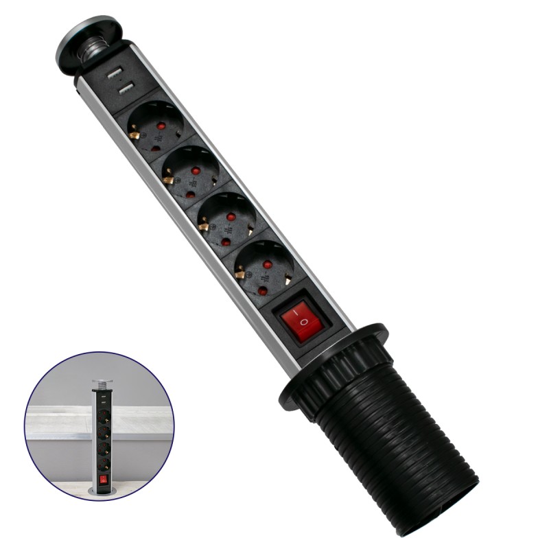 GloboStar® 79631 Χωνευτό Πτυσσόμενο Πολύμπριζο με 4 Πρίζες Ασφαλείας EU Σούκο AC 230V Max 4000W & 2 Εξόδους USB DC 5V Max 3A 18W & Ενσωματωμένο Διακόπτη Οn/Off GloboStar® 79631 Χωνευτό Πτυσσόμενο Πολύμπριζο με 4 Πρίζες Ασφαλείας EU Σούκο AC 230V Max 4000W & 2 Εξόδους USB DC 5V Max 3A 18W & Ενσωματωμένο Διακόπτη Οn/Off