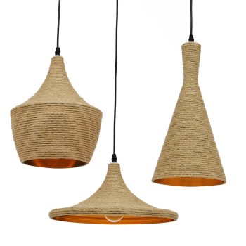 GLOBOSTAR® SHANGHAI ROPE 00875 Μοντέρνo Κρεμαστό Φωτιστικό Οροφής με Ντουί 3 x E27 AC 220-240V IP20 - Μπεζ & Χρυσό - Μ81 x Π81 x Υ39cm - Σετ 3 Τεμαχίων GLOBOSTAR® SHANGHAI ROPE 00875 Μοντέρνo Κρεμαστό Φωτιστικό Οροφής με Ντουί 3 x E27 AC 220-240V IP20 - Μπεζ & Χρυσό - Μ81 x Π81 x Υ39cm - Σετ 3 Τεμαχίων