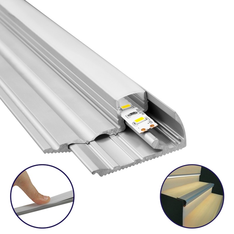 GloboStar® STAIR-PROFILE 70823-3M Προφίλ Αλουμινίου - Βάση & Ψύκτρα Ταινίας LED με Λευκό Γαλακτερό Κάλυμμα - Χρήση σε Σκαλοπάτια - Πατητό Κάλυμμα - Ασημί - 3 Μέτρα - Μ300 x Π6 x Υ2.1cm GloboStar® STAIR-PROFILE 70823-3M Προφίλ Αλουμινίου - Βάση & Ψύκτρα Ταινίας LED με Λευκό Γαλακτερό Κάλυμμα - Χρήση σε Σκαλοπάτια - Πατητό Κάλυμμα - Ασημί - 3 Μέτρα - Μ300 x Π6 x Υ2.1cm