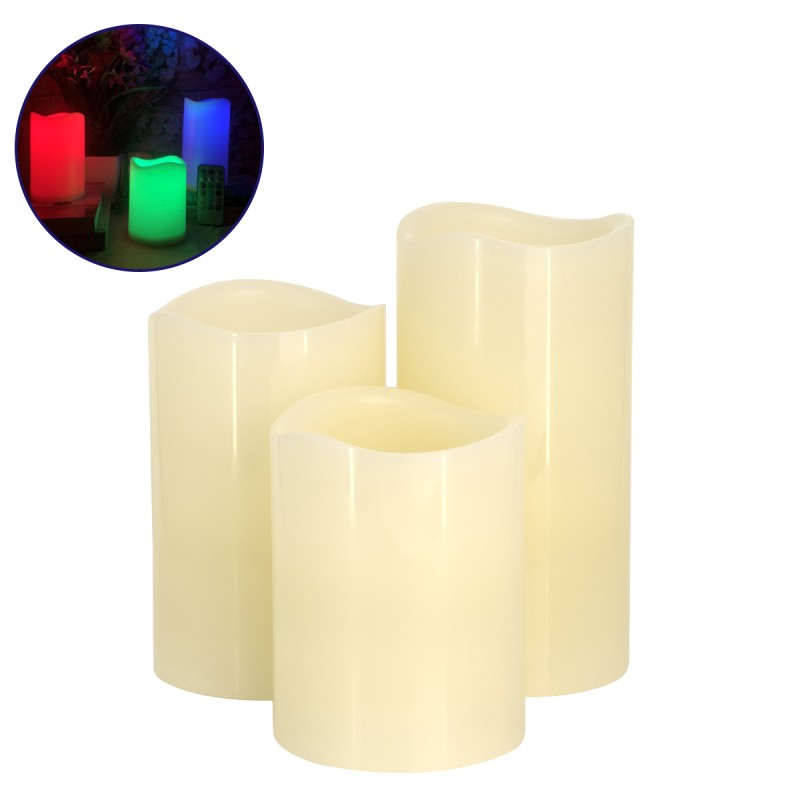 GloboStar® 79556 ΣΕΤ 3 Διακοσμητικών Realistic Κεριών Παραφίνης με LED Εφέ Κινούμενης Φλόγας - Μπαταρίας & Ασύρματο Χειριστήριο IR Πολύχρωμα RGB Dimmable GloboStar® 79556 ΣΕΤ 3 Διακοσμητικών Realistic Κεριών Παραφίνης με LED Εφέ Κινούμενης Φλόγας - Μπαταρίας & Ασύρματο Χειριστήριο IR Πολύχρωμα RGB Dimmable