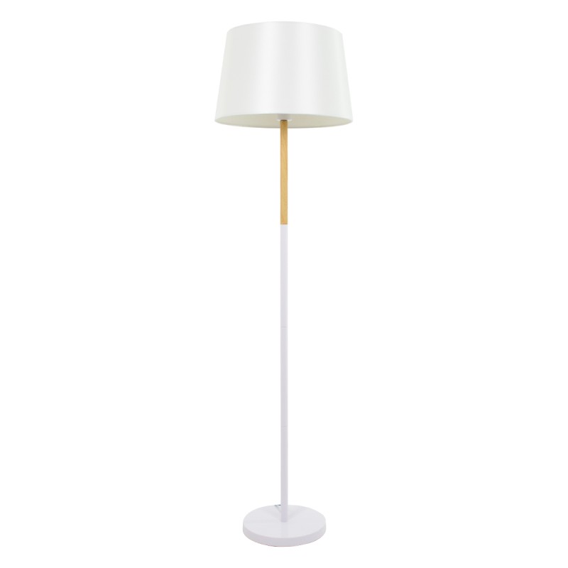 GloboStar® CEDAR 00828 Μοντέρνο Επιδαπέδιο Φωτιστικό Μονόφωτο 1 x E27 IP20 Λευκό Μέταλλο, Λευκό Ύφασμα με Μπεζ Ξύλο - Μ40 x Π40 x Υ148cm GloboStar® CEDAR 00828 Μοντέρνο Επιδαπέδιο Φωτιστικό Μονόφωτο 1 x E27 IP20 Λευκό Μέταλλο, Λευκό Ύφασμα με Μπεζ Ξύλο - Μ40 x Π40 x Υ148cm