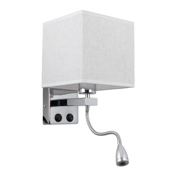 GLOBOSTAR® ELEGANT 01495 Μοντέρνο Φωτιστικό Τοίχου - Απλίκα Ξενοδοχείου Reading Light με Ντουί 1 x E27 LED 3W 360lm 36° AC 220-240V IP20 Θερμό Λευκό 2700K - Bridgelux COB Chip - Χρώμιο & Λευκό - Μ17 x Π21 x Υ43cm - 2 Χρόνια Εγγύηση GLOBOSTAR® ELEGANT 01495 Μοντέρνο Φωτιστικό Τοίχου - Απλίκα Ξενοδοχείου Reading Light με Ντουί 1 x E27 LED 3W 360lm 36° AC 220-240V IP20 Θερμό Λευκό 2700K - Bridgelux COB Chip - Χρώμιο & Λευκό - Μ17 x Π21 x Υ43cm - 2 Χρόνια Εγγύηση