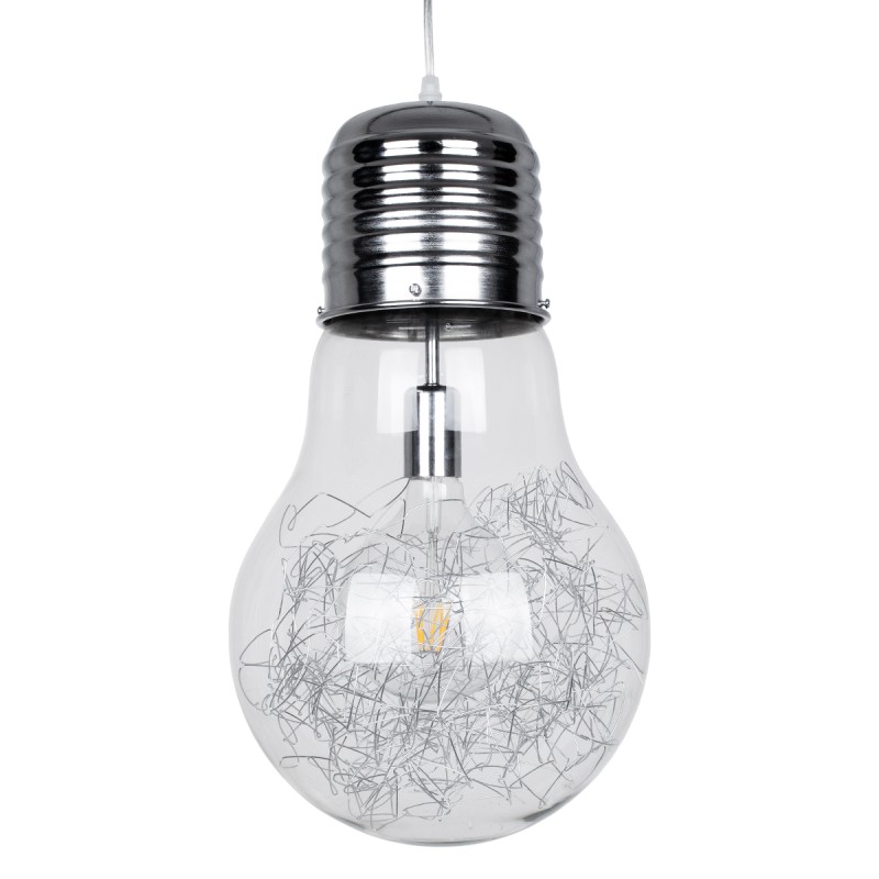 GLOBOSTAR® LAMP 01677 Μοντέρνο Κρεμαστό Φωτιστικό Οροφής με Ντουί 1 x E27 AC 220-240V IP20 - Ασημί & Διάφανο - Μ30 x Π30 x Υ52cm GLOBOSTAR® LAMP 01677 Μοντέρνο Κρεμαστό Φωτιστικό Οροφής με Ντουί 1 x E27 AC 220-240V IP20 - Ασημί & Διάφανο - Μ30 x Π30 x Υ52cm