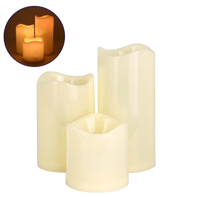GloboStar® 79552 ΣΕΤ 3 Διακοσμητικών Realistic Κεριών με LED - Μπαταρίας & Ασύρματο Χειριστήριο IR Θερμό Λευκό 3000K GloboStar® 79552 ΣΕΤ 3 Διακοσμητικών Realistic Κεριών με LED - Μπαταρίας & Ασύρματο Χειριστήριο IR Θερμό Λευκό 3000K