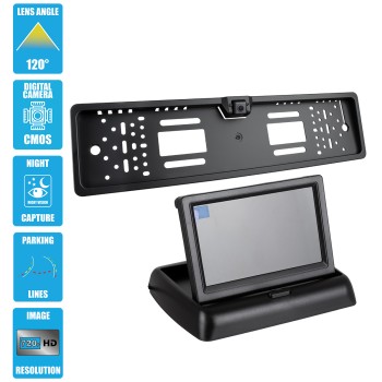 GloboStar® 86013 Πλαίσιο Πινακίδας Αυτοκινήτου με Ενσωματωμένη Αδιάβροχη Κάμερα Οπισθοπορείας 720p HD CMOS Signal 170° DC 12V και Πτυσσόμενη Οθόνη 4.3" GloboStar® 86013 Πλαίσιο Πινακίδας Αυτοκινήτου με Ενσωματωμένη Αδιάβροχη Κάμερα Οπισθοπορείας 720p HD CMOS Signal 170° DC 12V και Πτυσσόμενη Οθόνη 4.3"