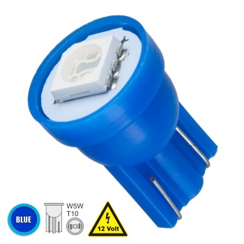GLOBOSTAR® W5W-T10 81047 Λάμπα W5W T10 LED 0.12W 22lm 120° DC 12V IP20 Μπλε - 1 x Epistar SMD5050 Chip - Μ1.1 x Π1.1 x Υ1.7cm - 1 Χρόνο Εγγύηση GLOBOSTAR® W5W-T10 81047 Λάμπα W5W T10 LED 0.12W 22lm 120° DC 12V IP20 Μπλε - 1 x Epistar SMD5050 Chip - Μ1.1 x Π1.1 x Υ1.7cm - 1 Χρόνο Εγγύηση