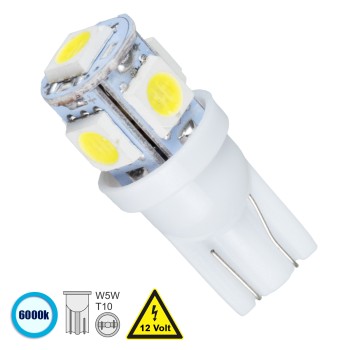 GLOBOSTAR® W5W-T10 81050 Λάμπα W5W T10 LED 0.6W 110lm 360° DC 12V IP20 Ψυχρό Λευκό 6000K - 5 x Epistar SMD5050 Chip - Μ1.2 x Π1.2 x Υ2.7cm - 1 Χρόνο Εγγύηση GLOBOSTAR® W5W-T10 81050 Λάμπα W5W T10 LED 0.6W 110lm 360° DC 12V IP20 Ψυχρό Λευκό 6000K - 5 x Epistar SMD5050 Chip - Μ1.2 x Π1.2 x Υ2.7cm - 1 Χρόνο Εγγύηση