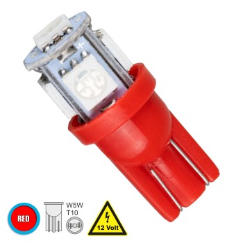 GLOBOSTAR® W5W-T10 81051 Λάμπα W5W T10 LED 0.6W 110lm 360° DC 12V IP20 Κόκκινο - 5 x Epistar SMD5050 Chip - Μ1.2 x Π1.2 x Υ2.7cm - 1 Χρόνο Εγγύηση GLOBOSTAR® W5W-T10 81051 Λάμπα W5W T10 LED 0.6W 110lm 360° DC 12V IP20 Κόκκινο - 5 x Epistar SMD5050 Chip - Μ1.2 x Π1.2 x Υ2.7cm - 1 Χρόνο Εγγύηση