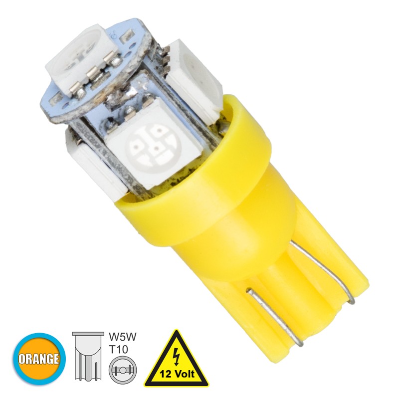 GloboStar® T10 W5W 81054 Λάμπα Αυτοκινήτου LED 5xSMD5050 1.3W 80lm 360° DC 12-16V IP20 Φ1.2 x Υ2.7cm Πορτοκαλί GloboStar® T10 W5W 81054 Λάμπα Αυτοκινήτου LED 5xSMD5050 1.3W 80lm 360° DC 12-16V IP20 Φ1.2 x Υ2.7cm Πορτοκαλί