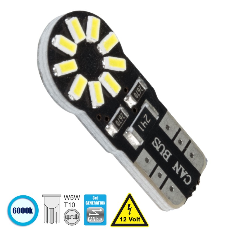 GloboStar® T10 W5W 81100 Λάμπα Αυτοκίνητου  3rd Generation Can-Bus Series LED 18 SMD 3014 2.8W 420lm 360° DC 12V IP20 Ψυχρό Λευκό 6000K GloboStar® T10 W5W 81100 Λάμπα Αυτοκίνητου  3rd Generation Can-Bus Series LED 18 SMD 3014 2.8W 420lm 360° DC 12V IP20 Ψυχρό Λευκό 6000K