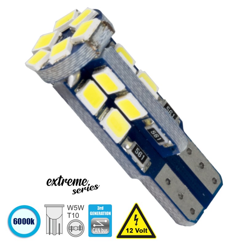 GloboStar® T10 W5W 81103 Λάμπα Αυτοκίνητου  3rd Generation Can-Bus Extreme Series LED 22 SMD 2835 4W 600lm 360° DC 12V IP20 Ψυχρό Λευκό 6000K GloboStar® T10 W5W 81103 Λάμπα Αυτοκίνητου  3rd Generation Can-Bus Extreme Series LED 22 SMD 2835 4W 600lm 360° DC 12V IP20 Ψυχρό Λευκό 6000K