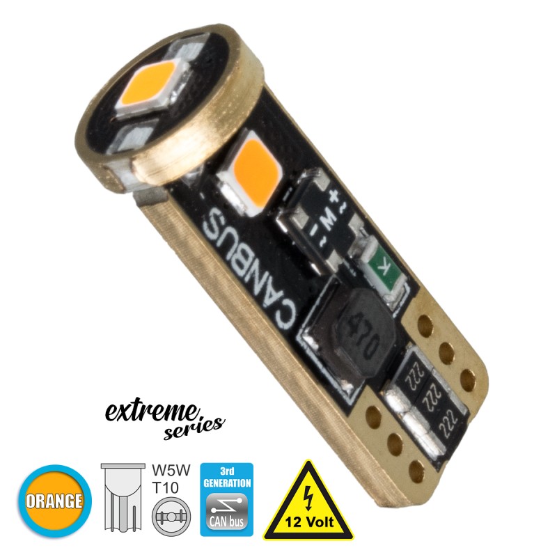 GloboStar® T10 W5W 81117 Λάμπα Αυτοκίνητου  3rd Generation Can-Bus Extreme Series LED 3 SMD 3030 3W 360lm 360° DC 12V IP20 Πορτοκαλί GloboStar® T10 W5W 81117 Λάμπα Αυτοκίνητου  3rd Generation Can-Bus Extreme Series LED 3 SMD 3030 3W 360lm 360° DC 12V IP20 Πορτοκαλί