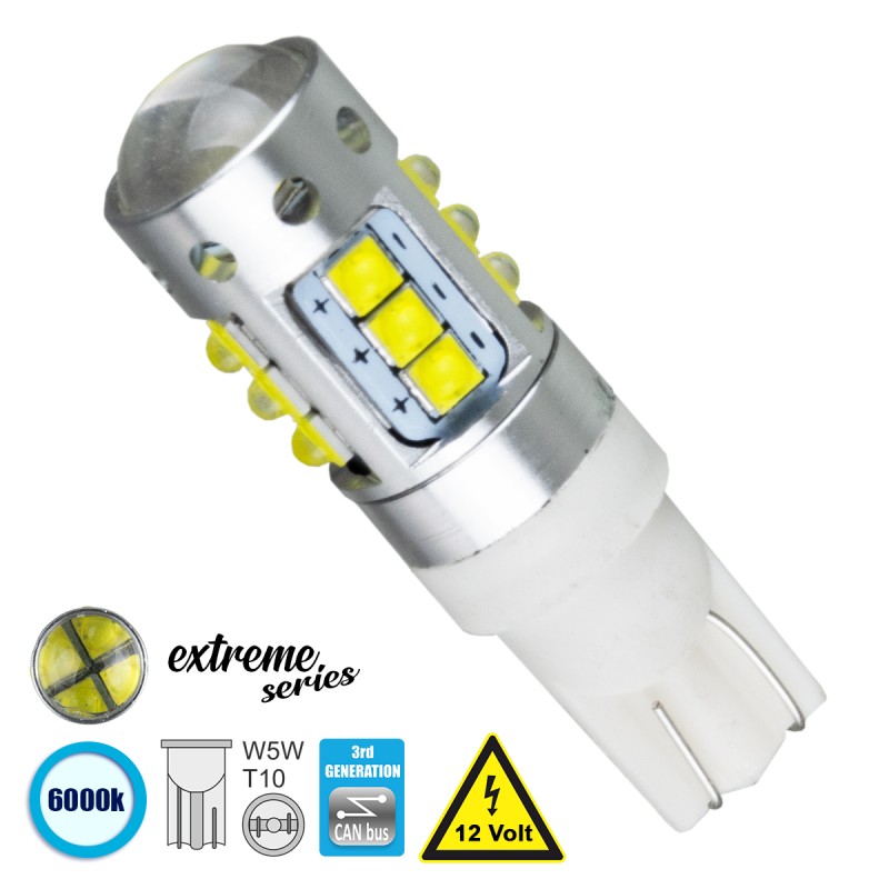 GloboStar® T10 W5W 81120 Λάμπα Αυτοκίνητου  3rd Generation Can-Bus Extreme Series LED 16 CREE XBD 15W 2115lm 360° DC 12V IP20 Ψυχρό Λευκό 6000K GloboStar® T10 W5W 81120 Λάμπα Αυτοκίνητου  3rd Generation Can-Bus Extreme Series LED 16 CREE XBD 15W 2115lm 360° DC 12V IP20 Ψυχρό Λευκό 6000K