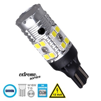 GloboStar® T10 W5W 81131 Λάμπα Αυτοκίνητου T15 - W16W 3rd Generation Can-Bus Extreme Series LED 16 SMD 3030 13W 1950lm 360° DC 12V IP20 Ψυχρό Λευκό 6000K GloboStar® T10 W5W 81131 Λάμπα Αυτοκίνητου T15 - W16W 3rd Generation Can-Bus Extreme Series LED 16 SMD 3030 13W 1950lm 360° DC 12V IP20 Ψυχρό Λευκό 6000K