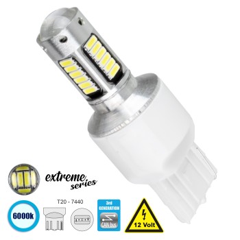 GloboStar® 81147 Λάμπα Αυτοκίνητου T20 - 7440 - W21W 3rd Generation Can-Bus Extreme Series LED 30 SMD 4014 6W 900lm 360° DC 12V IP20 Ψυχρό Λευκό 6000K GloboStar® 81147 Λάμπα Αυτοκίνητου T20 - 7440 - W21W 3rd Generation Can-Bus Extreme Series LED 30 SMD 4014 6W 900lm 360° DC 12V IP20 Ψυχρό Λευκό 6000K