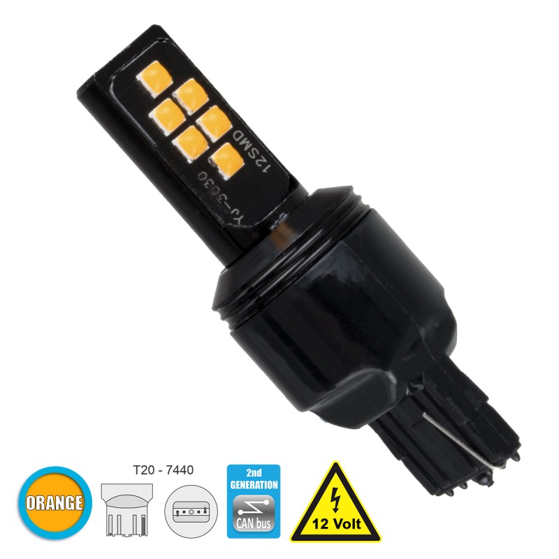 GloboStar® 81158 Λάμπα Αυτοκίνητου T20 - 7440 - W21W 2nd Generation Can-Bus Series LED 12 SMD 3030 8W 960lm 360° DC 12V IP20 Πορτοκαλί GloboStar® 81158 Λάμπα Αυτοκίνητου T20 - 7440 - W21W 2nd Generation Can-Bus Series LED 12 SMD 3030 8W 960lm 360° DC 12V IP20 Πορτοκαλί