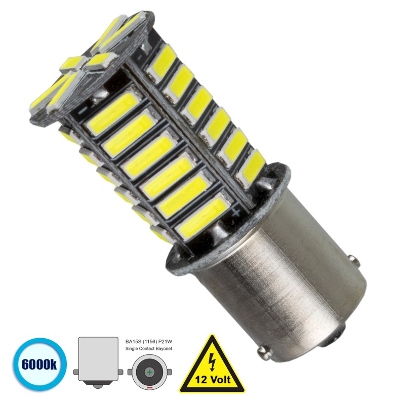 GloboStar® P21W 1156 81209 Λάμπα Αυτοκίνητου  BA15S LED 36 SMD 7020 8W 1200lm 360° DC 12V IP20 Ψυχρό Λευκό 6000K GloboStar® P21W 1156 81209 Λάμπα Αυτοκίνητου  BA15S LED 36 SMD 7020 8W 1200lm 360° DC 12V IP20 Ψυχρό Λευκό 6000K