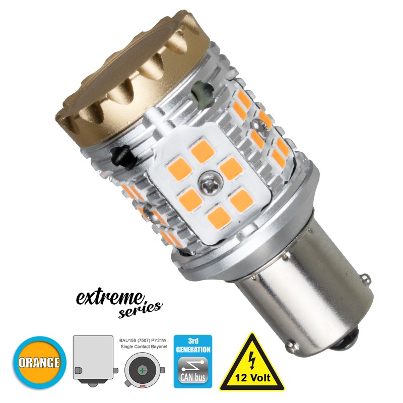 GloboStar® 81235 Λάμπα Αυτοκίνητου 7507 - BAU15S - PY21W 3rd Generation Can-Bus Extreme Series LED 24 SMD 3030 28W 3360lm 360° DC 12V IP20 Πορτοκαλί GloboStar® 81235 Λάμπα Αυτοκίνητου 7507 - BAU15S - PY21W 3rd Generation Can-Bus Extreme Series LED 24 SMD 3030 28W 3360lm 360° DC 12V IP20 Πορτοκαλί