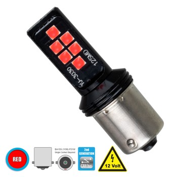 GloboStar® 1156 - BA15S - P21W 81246 Λάμπα Αυτοκίνητου  2nd Generation Can-Bus Series LED 12 SMD 3030 8W 960lm 360° DC 12V IP20 Κόκκινο GloboStar® 1156 - BA15S - P21W 81246 Λάμπα Αυτοκίνητου  2nd Generation Can-Bus Series LED 12 SMD 3030 8W 960lm 360° DC 12V IP20 Κόκκινο