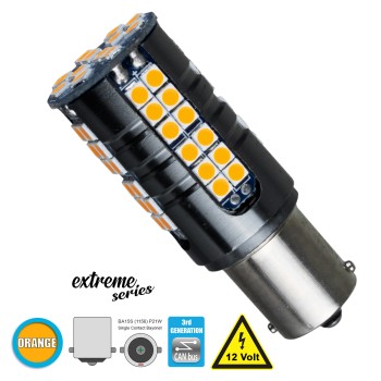 GloboStar® 1156 - BA15S - P21W 81251 Λάμπα Αυτοκίνητου  3rd Generation Can-Bus Extreme Series LED 66 SMD 3030 15W 1800lm 360° DC 12V IP20 Πορτοκαλί GloboStar® 1156 - BA15S - P21W 81251 Λάμπα Αυτοκίνητου  3rd Generation Can-Bus Extreme Series LED 66 SMD 3030 15W 1800lm 360° DC 12V IP20 Πορτοκαλί