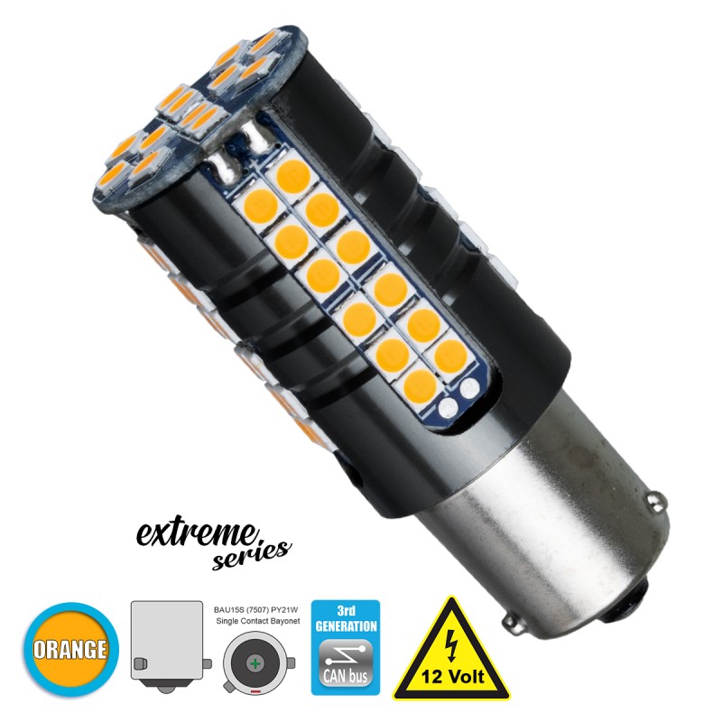 GLOBOSTAR® PY21W-1156 81253 Λάμπα PY21W 1156 BAU15S CANbus LED 19W 2100lm 360° DC 12V IP20 Πορτοκαλί - 66 x Epistar SMD3030 Chip - Μ2.1 x Π2.1 x Υ5.6cm - 1 Χρόνο Εγγύηση GLOBOSTAR® PY21W-1156 81253 Λάμπα PY21W 1156 BAU15S CANbus LED 19W 2100lm 360° DC 12V IP20 Πορτοκαλί - 66 x Epistar SMD3030 Chip - Μ2.1 x Π2.1 x Υ5.6cm - 1 Χρόνο Εγγύηση