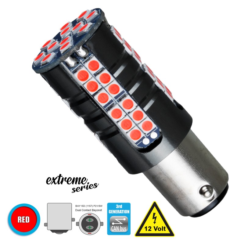 GloboStar® 81255 Λάμπα Αυτοκίνητου 1157 - BAY15D - P21/5W 3rd Generation Can-Bus Extreme Series LED 66 SMD 3030 15W 1800lm 360° DC 12V IP20 Κόκκινο GloboStar® 81255 Λάμπα Αυτοκίνητου 1157 - BAY15D - P21/5W 3rd Generation Can-Bus Extreme Series LED 66 SMD 3030 15W 1800lm 360° DC 12V IP20 Κόκκινο