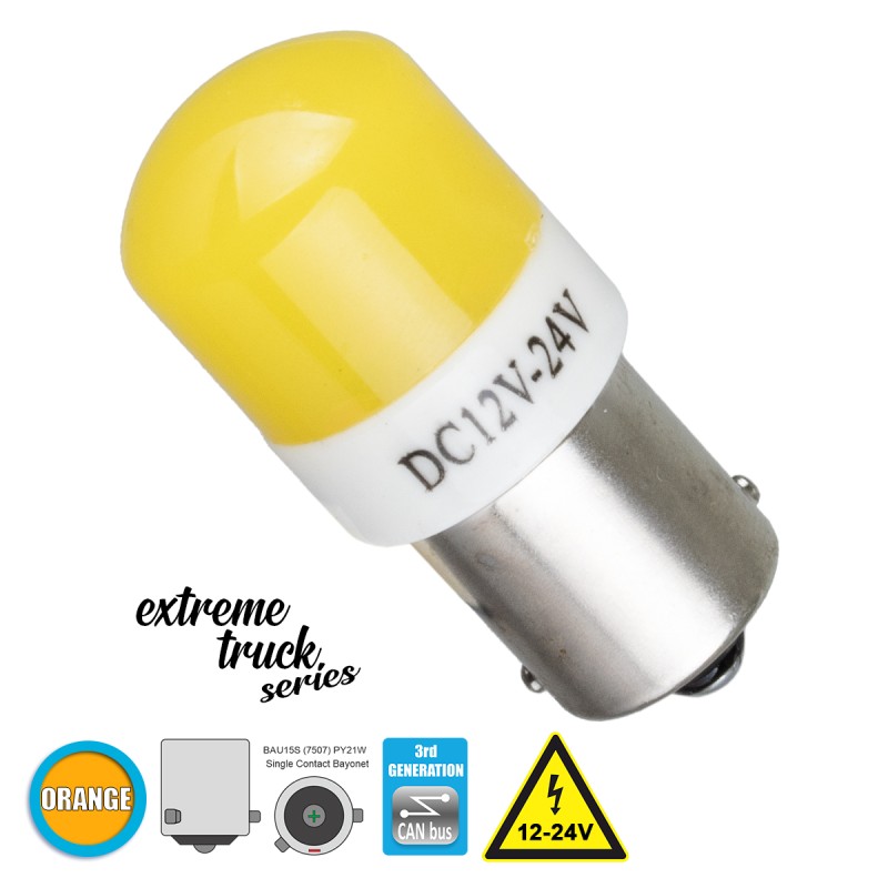 GloboStar® 81267 Λάμπα Αυτοκινήτου & Φορτηγού 7507 - BAU15S - PY21W 3rd Generation Can-Bus Extreme Truck Series LED 6 SMD 3030 3W 360lm 360° DC 12-24V IP20 Πορτοκαλί GloboStar® 81267 Λάμπα Αυτοκινήτου & Φορτηγού 7507 - BAU15S - PY21W 3rd Generation Can-Bus Extreme Truck Series LED 6 SMD 3030 3W 360lm 360° DC 12-24V IP20 Πορτοκαλί