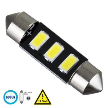 GloboStar® C5W  81302 Λάμπα Αυτοκίνητου 36mm FESTOON - LED 3 SMD 5630 1.5W 225lm 120° DC 12V IP20 Ψυχρό Λευκό 6000K GloboStar® C5W  81302 Λάμπα Αυτοκίνητου 36mm FESTOON - LED 3 SMD 5630 1.5W 225lm 120° DC 12V IP20 Ψυχρό Λευκό 6000K