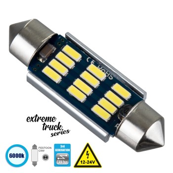 GLOBOSTAR® C5W 81330 Σωληνωτή Λάμπα C5W 39mm CANbus LED 4W 400lm 120° DC 12-24V IP20 Ψυχρό Λευκό 6000K - 12 x Epistar SMD4014 - Μ3.9 x Π1.2 x Υ1.2cm - 1 Χρόνο Εγγύηση GLOBOSTAR® C5W 81330 Σωληνωτή Λάμπα C5W 39mm CANbus LED 4W 400lm 120° DC 12-24V IP20 Ψυχρό Λευκό 6000K - 12 x Epistar SMD4014 - Μ3.9 x Π1.2 x Υ1.2cm - 1 Χρόνο Εγγύηση