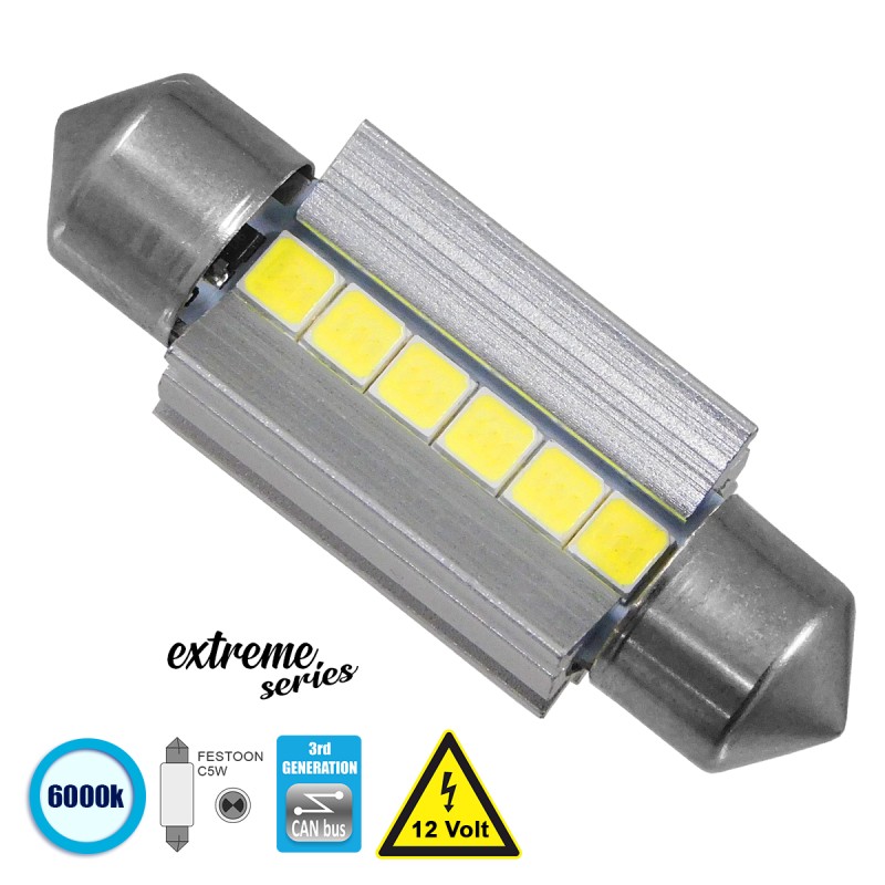 GloboStar® C5W 81338 Λάμπα Αυτοκινήτου 36mm FESTOON  3rd Generation Can-Bus Extreme Series LED 6 SMD 3030 6W 900lm 120° DC 12V IP20 Ψυχρό Λευκό 6000K GloboStar® C5W 81338 Λάμπα Αυτοκινήτου 36mm FESTOON  3rd Generation Can-Bus Extreme Series LED 6 SMD 3030 6W 900lm 120° DC 12V IP20 Ψυχρό Λευκό 6000K