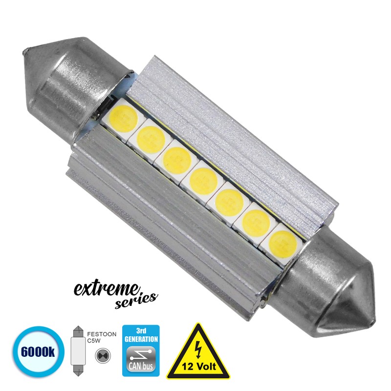 GloboStar® C5W 81339 Λάμπα Αυτοκινήτου 39mm FESTOON  3rd Generation Can-Bus Extreme Series LED 7 SMD 3030 7W 1050lm 120° DC 12V IP20 Ψυχρό Λευκό 6000K GloboStar® C5W 81339 Λάμπα Αυτοκινήτου 39mm FESTOON  3rd Generation Can-Bus Extreme Series LED 7 SMD 3030 7W 1050lm 120° DC 12V IP20 Ψυχρό Λευκό 6000K