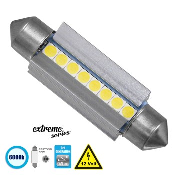GloboStar® C5W 81340 Λάμπα Αυτοκινήτου 42mm FESTOON  3rd Generation Can-Bus Extreme Series LED 8 SMD 3030 8W 1200lm 120° DC 12V IP20 Ψυχρό Λευκό 6000K GloboStar® C5W 81340 Λάμπα Αυτοκινήτου 42mm FESTOON  3rd Generation Can-Bus Extreme Series LED 8 SMD 3030 8W 1200lm 120° DC 12V IP20 Ψυχρό Λευκό 6000K