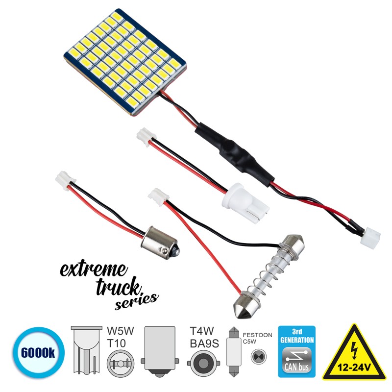 GloboStar® 81404 Λάμπα Αυτοκινήτου & Φορτηγού LED PCB PLATE - T10 - W5W - BA9S - T4W - FESTOON - C5W 3rd Generation Can-Bus Extreme Truck Series LED 48 SMD 5630 16W 2400lm 120° DC 12-24V IP20 Ψυχρό Λευκό 6000K GloboStar® 81404 Λάμπα Αυτοκινήτου & Φορτηγού LED PCB PLATE - T10 - W5W - BA9S - T4W - FESTOON - C5W 3rd Generation Can-Bus Extreme Truck Series LED 48 SMD 5630 16W 2400lm 120° DC 12-24V IP20 Ψυχρό Λευκό 6000K
