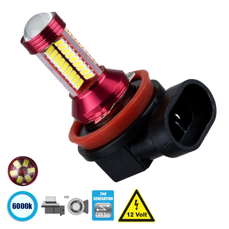 GloboStar® 81427 Λάμπα Αυτοκίνητου H9 2nd Generation Can-Bus Series LED 78 SMD 3014 9W 1350lm 360° DC 12V IP20 Ψυχρό Λευκό 6000K GloboStar® 81427 Λάμπα Αυτοκίνητου H9 2nd Generation Can-Bus Series LED 78 SMD 3014 9W 1350lm 360° DC 12V IP20 Ψυχρό Λευκό 6000K