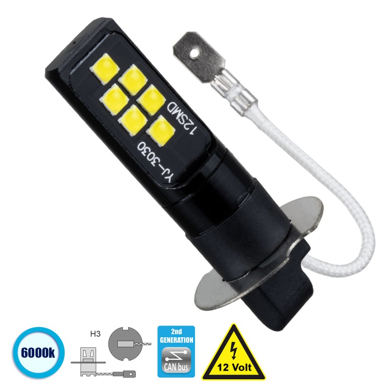 GLOBOSTAR® H3 81445 Λάμπα H3 CANbus LED 8W 1200lm 360° DC 12V IP20 Ψυχρό Λευκό 6000K - 12 x Epistar SMD3030 Chip - Μ2.2 x Π2.2 x Υ4.8cm - 1 Χρόνο Εγγύηση GLOBOSTAR® H3 81445 Λάμπα H3 CANbus LED 8W 1200lm 360° DC 12V IP20 Ψυχρό Λευκό 6000K - 12 x Epistar SMD3030 Chip - Μ2.2 x Π2.2 x Υ4.8cm - 1 Χρόνο Εγγύηση