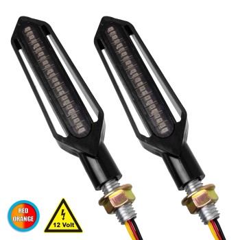 GloboStar® 81756 ΣΕΤ 2 x Φλάς Μοτοσυκλέτας Universal Knife LED SMD 5050 5W DC 12V 2 Λειτουργιών Κόκκινο για Πορείας-Stop & με Τρεχούμενο Εφέ Φωτισμού Πορτοκαλί για Φλας Αδιάβροχα IP65 GloboStar® 81756 ΣΕΤ 2 x Φλάς Μοτοσυκλέτας Universal Knife LED SMD 5050 5W DC 12V 2 Λειτουργιών Κόκκινο για Πορείας-Stop & με Τρεχούμενο Εφέ Φωτισμού Πορτοκαλί για Φλας Αδιάβροχα IP65