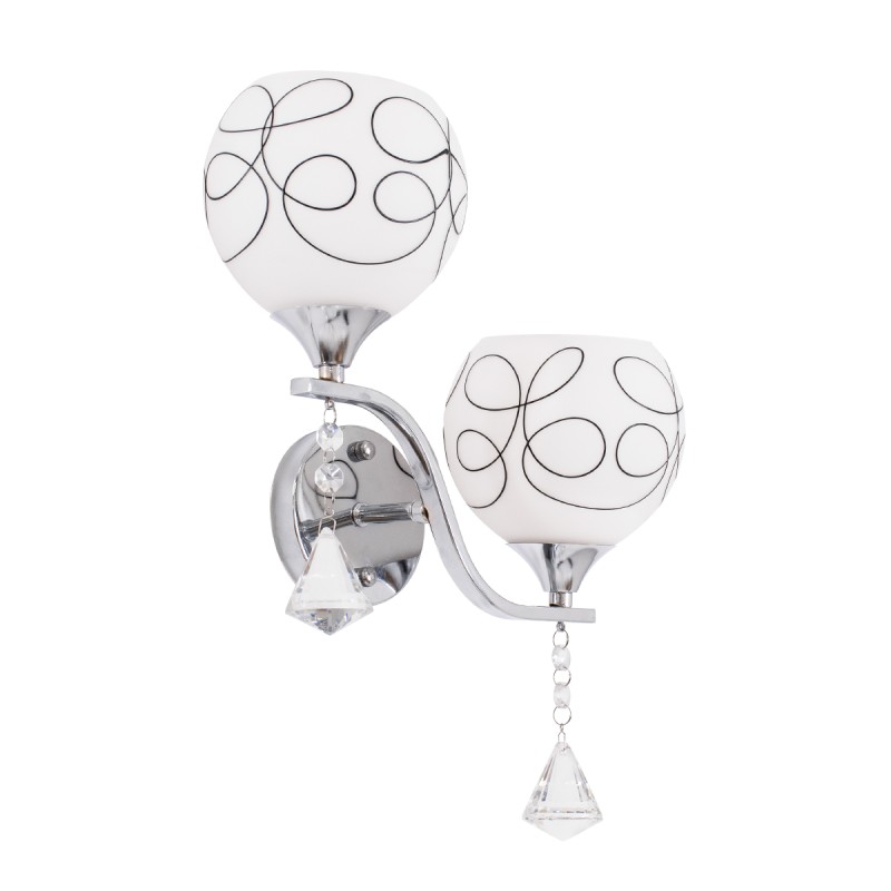 GLOBOSTAR® CANTER 00635 Μοντέρνο Φωτιστικό Τοίχου - Απλίκα με Ντουί 2 x E27 AC 220-240V IP20 - Ασημί & Λευκό - Μ32 x Π15 x Υ40cm GLOBOSTAR® CANTER 00635 Μοντέρνο Φωτιστικό Τοίχου - Απλίκα με Ντουί 2 x E27 AC 220-240V IP20 - Ασημί & Λευκό - Μ32 x Π15 x Υ40cm