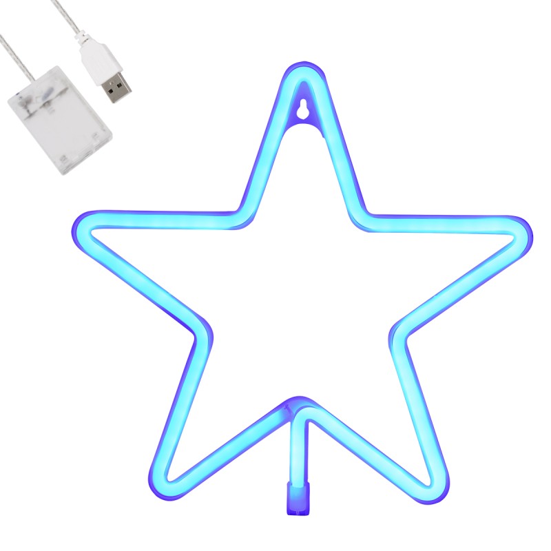 GloboStar® 78583 Φωτιστικό Ταμπέλα Φωτεινή Επιγραφή NEON LED Σήμανσης STAR 5W με Καλώδιο Τροφοδοσίας USB - Μπαταρίας 3xAAA (Δεν Περιλαμβάνονται) - Γαλάζιο GloboStar® 78583 Φωτιστικό Ταμπέλα Φωτεινή Επιγραφή NEON LED Σήμανσης STAR 5W με Καλώδιο Τροφοδοσίας USB - Μπαταρίας 3xAAA (Δεν Περιλαμβάνονται) - Γαλάζιο
