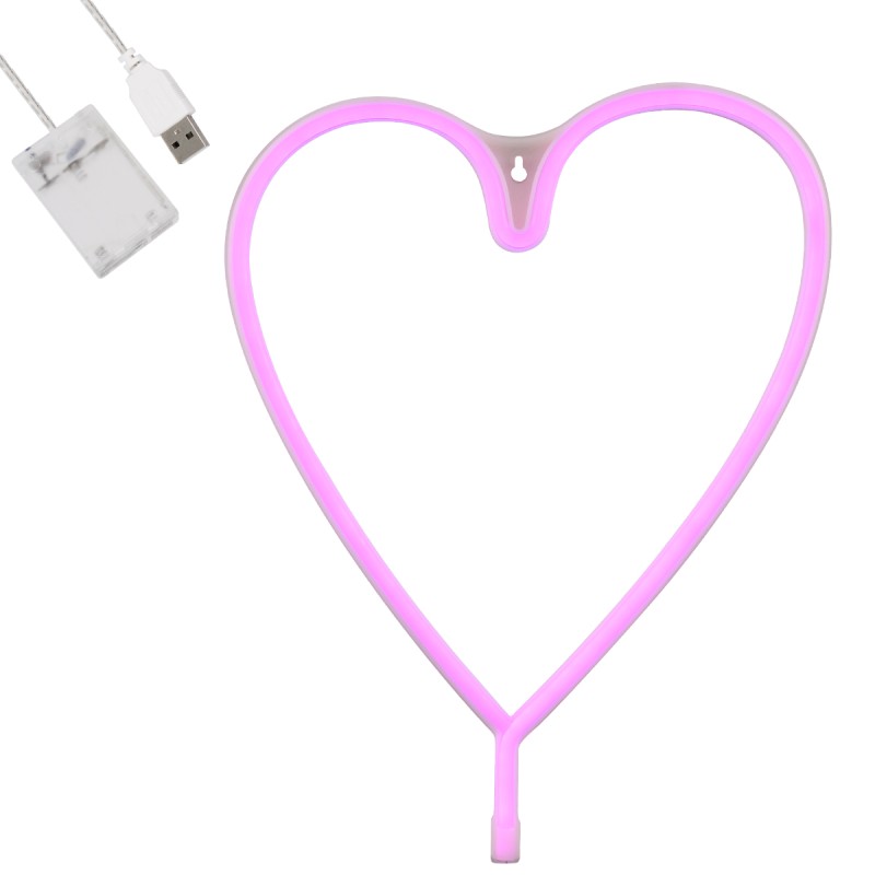 GloboStar® 78593 Φωτιστικό Ταμπέλα Φωτεινή Επιγραφή NEON LED Σήμανσης HEART LINE 5W με Καλώδιο Τροφοδοσίας USB - Μπαταρίας 3xAAA (Δεν Περιλαμβάνονται) - Ροζ GloboStar® 78593 Φωτιστικό Ταμπέλα Φωτεινή Επιγραφή NEON LED Σήμανσης HEART LINE 5W με Καλώδιο Τροφοδοσίας USB - Μπαταρίας 3xAAA (Δεν Περιλαμβάνονται) - Ροζ
