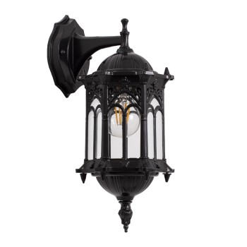 GLOBOSTAR® DARCY 00657 Vintage Φωτιστικό Τοίχου - Απλίκα με Ντουί 1 x E27 AC 220-240V IP20 - Μαύρο - Μ15.5 x Π15.5 x Υ34.5cm