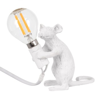 GloboStar® MOUSE 00679 Vintage Επιτραπέζιο Φωτιστικό Πορτατίφ Μονόφωτο 1 x E12 IP20 Λευκό Πλαστικό - Μ12 x Π4 x Υ10cm GloboStar® MOUSE 00679 Vintage Επιτραπέζιο Φωτιστικό Πορτατίφ Μονόφωτο 1 x E12 IP20 Λευκό Πλαστικό - Μ12 x Π4 x Υ10cm