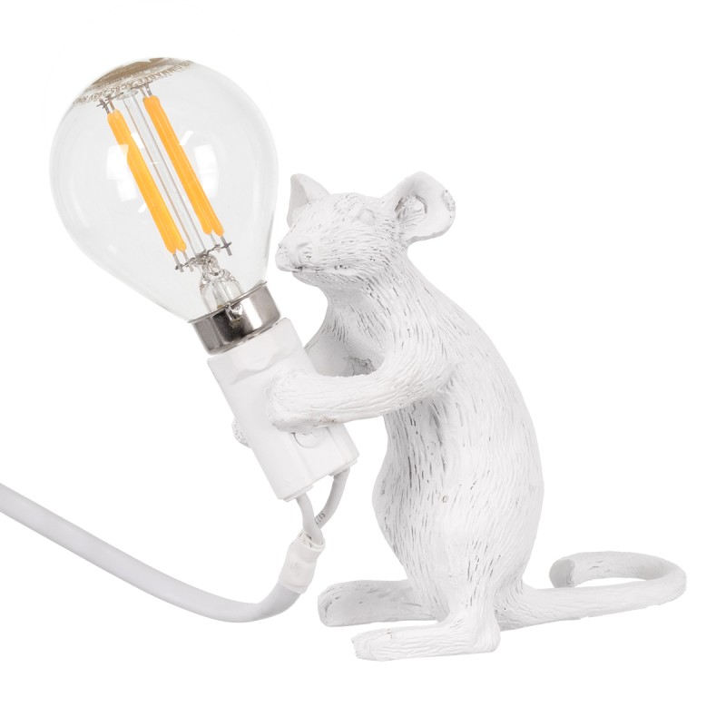 GloboStar® MOUSE 00679 Vintage Επιτραπέζιο Φωτιστικό Πορτατίφ Μονόφωτο 1 x E12 IP20 Λευκό Πλαστικό - Μ12 x Π4 x Υ10cm