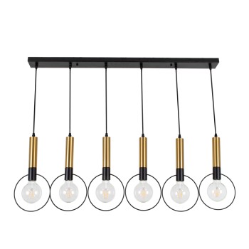 GLOBOSTAR® OLVERO 00776 Μοντέρνο Κρεμαστό Φωτιστικό Οροφής με Ντουί 6 x E27 AC 220-240V IP20 - Μαύρο & Χρυσό - Μ110 x Π18 x Y130cm GLOBOSTAR® OLVERO 00776 Μοντέρνο Κρεμαστό Φωτιστικό Οροφής με Ντουί 6 x E27 AC 220-240V IP20 - Μαύρο & Χρυσό - Μ110 x Π18 x Y130cm
