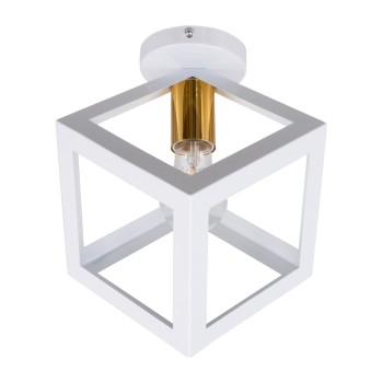 GLOBOSTAR® CUBE 00800 Μοντέρνο Φωτιστικό Οροφής με Ντουί 1 x E27 AC 220-240V IP20 - Λευκό & Χρυσό - Μ25 x Π25 x Υ25cm GLOBOSTAR® CUBE 00800 Μοντέρνο Φωτιστικό Οροφής με Ντουί 1 x E27 AC 220-240V IP20 - Λευκό & Χρυσό - Μ25 x Π25 x Υ25cm