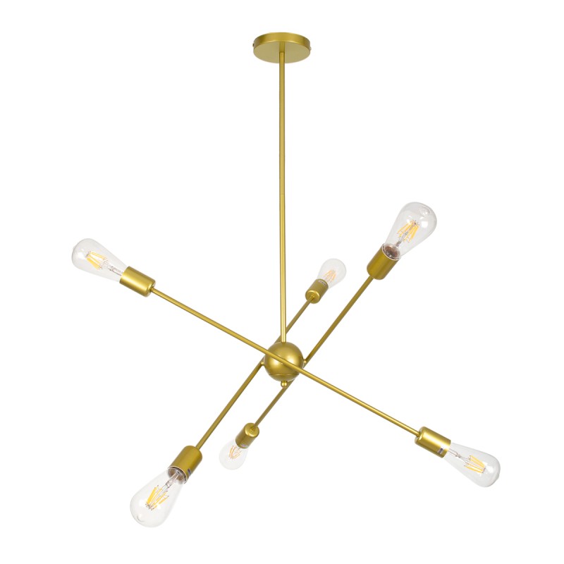 GLOBOSTAR® ZANE 00786 Μοντέρνο Φωτιστικό Οροφής με Ντουί 6 x E27 AC 220-240V IP20 - Χρυσό - Μ70 x Π70 x Υ100cm GLOBOSTAR® ZANE 00786 Μοντέρνο Φωτιστικό Οροφής με Ντουί 6 x E27 AC 220-240V IP20 - Χρυσό - Μ70 x Π70 x Υ100cm