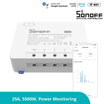 GloboStar® 80060 SONOFF POWR3 - Wi-Fi Smart High Power Switch - 25A/5500W GloboStar® 80060 SONOFF POWR3 - Wi-Fi Smart High Power Switch - 25A/5500W