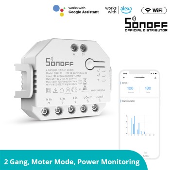 GloboStar® 80062 SONOFF DUALR3 Lite - Wi-Fi Smart Dual Relay Two Way Power Metering - Smart Switch GloboStar® 80062 SONOFF DUALR3 Lite - Wi-Fi Smart Dual Relay Two Way Power Metering - Smart Switch