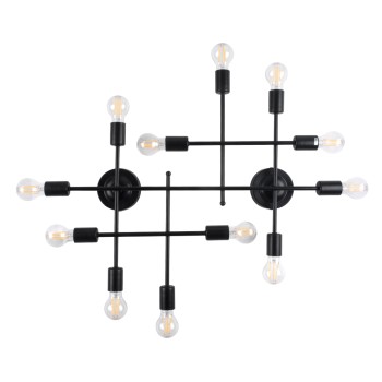 GLOBOSTAR® PIPING 00667 Vintage Φωτιστικό Τοίχου - Απλίκα με Ντουί 12 x E27 AC 220-240V IP20 - Μαύρο - Μ78.5 x Π9.5 x Υ64cm GLOBOSTAR® PIPING 00667 Vintage Φωτιστικό Τοίχου - Απλίκα με Ντουί 12 x E27 AC 220-240V IP20 - Μαύρο - Μ78.5 x Π9.5 x Υ64cm